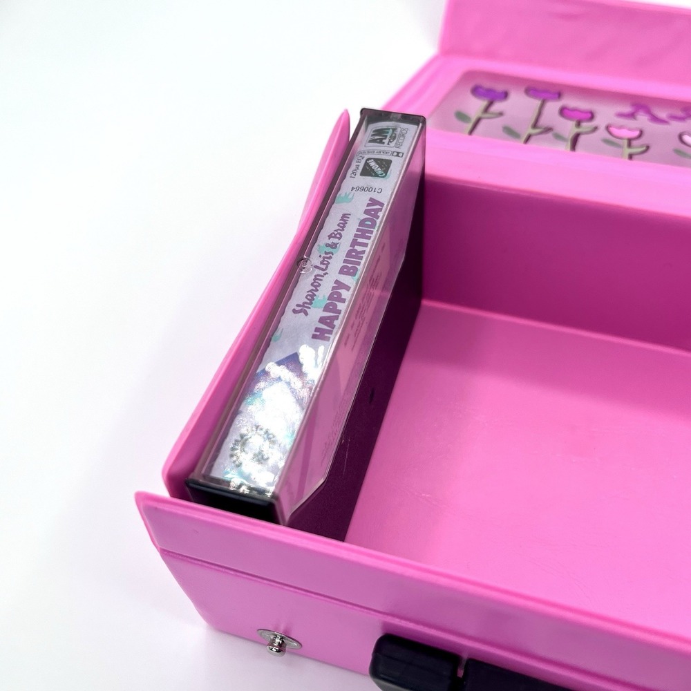 Vintage 80s 90s Vinyl Retro Hot Pink Carry Case Cassette Birthday TARA Vtg - Picture 5 of 7